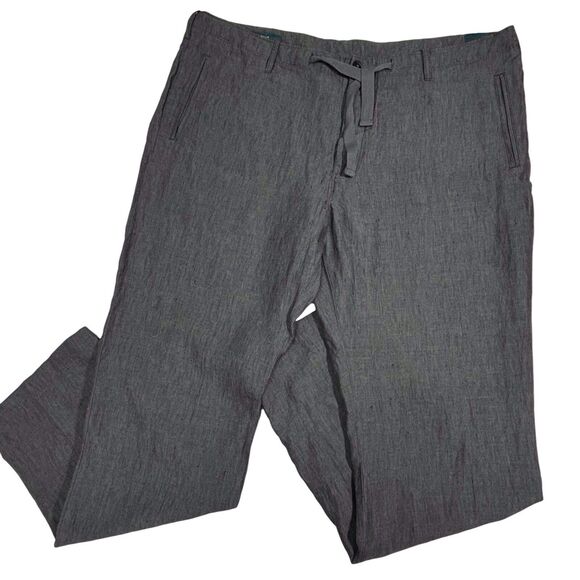Perry Ellis Linen Drawstring Pants Slate Gray Mens Size 40 Straight Casual NWT - Picture 5 of 13
